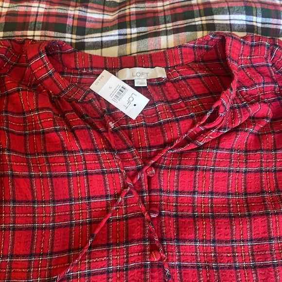 NWT Loft Tartan Peplum Top - Picture 7 of 7